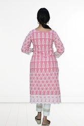 Hakoba - 2 Side Cut Pink Kurti - Only Kurti